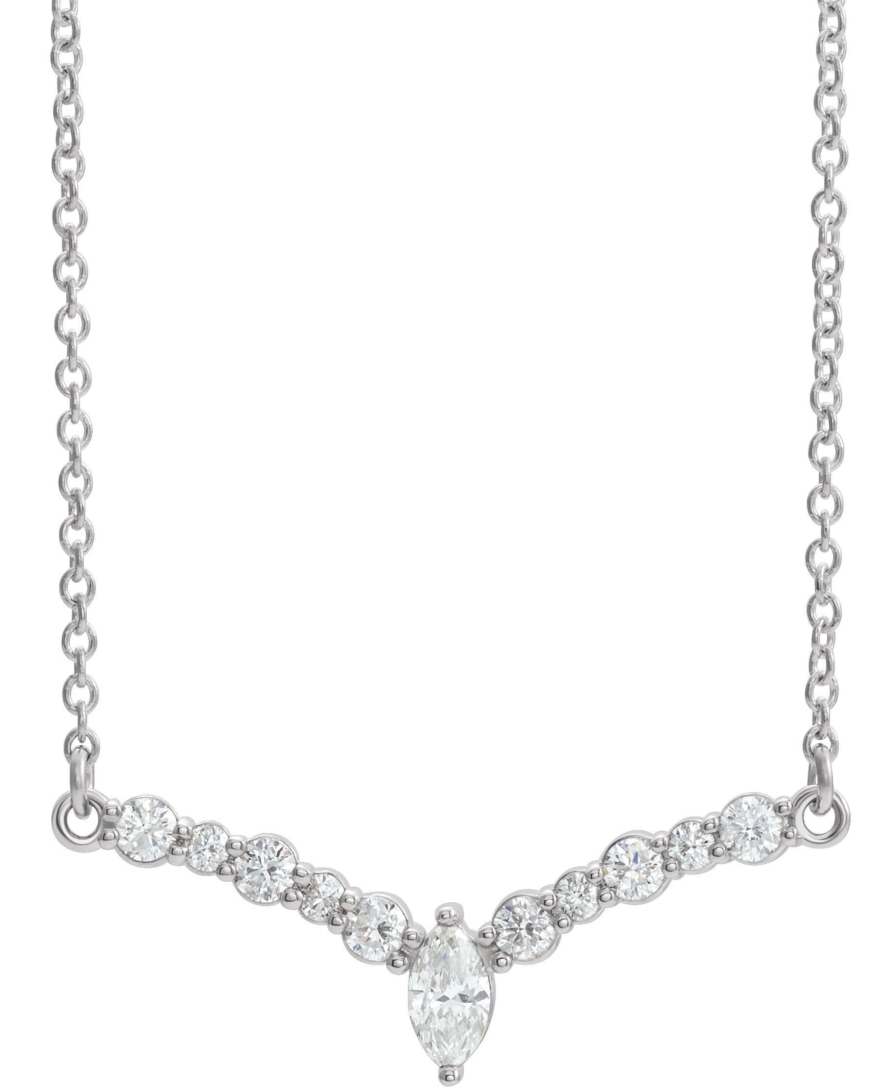 14K White 1/3 CTW Natural Diamond 18" "V" Necklace 
