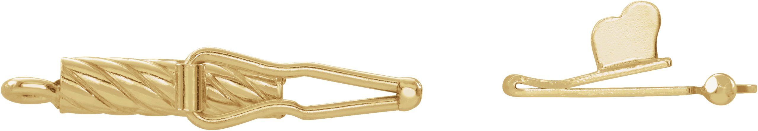 14K Yellow Gold Swirl Barrel Pearl Clasp w Rings Snap In Tongue Figure