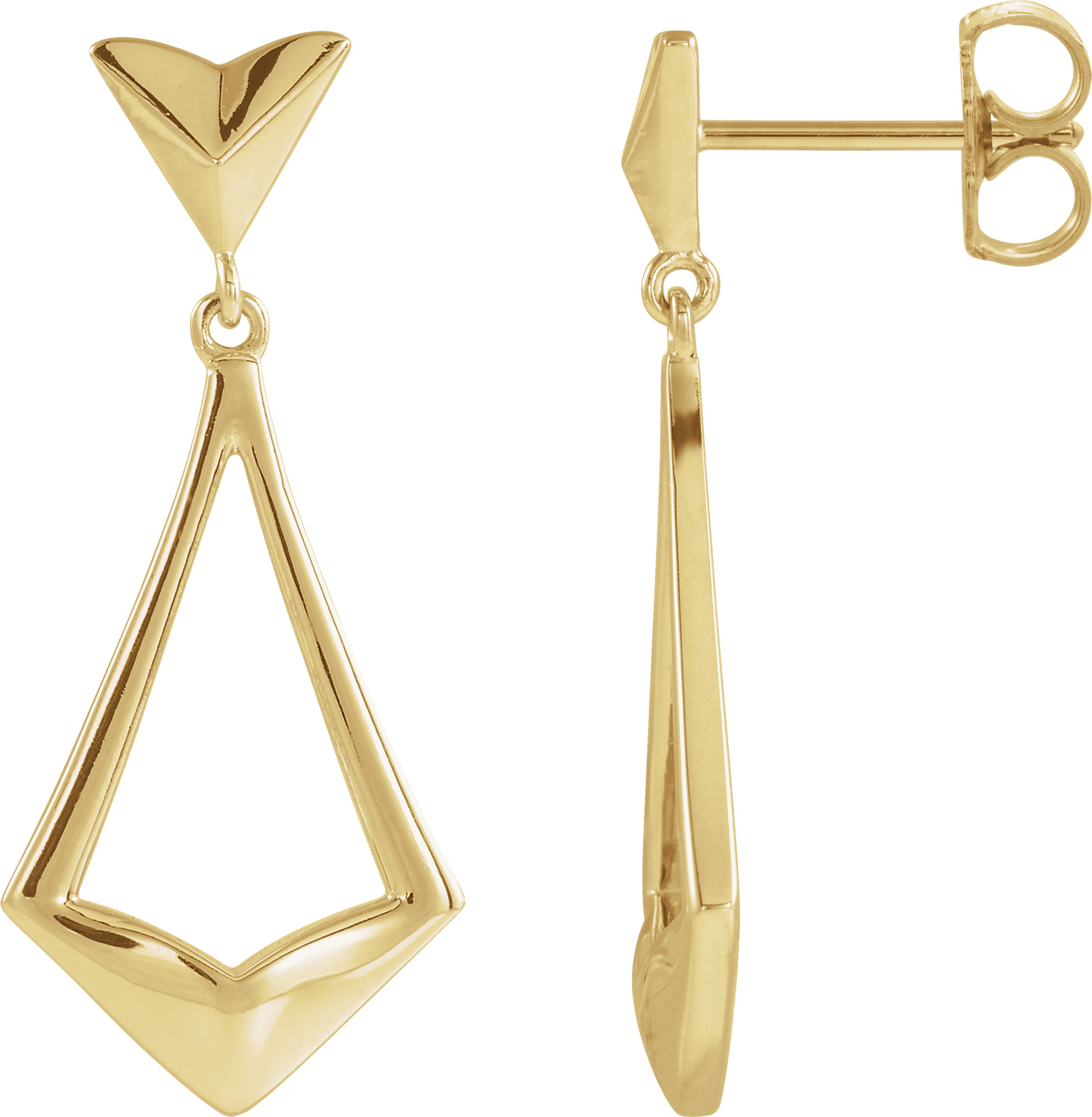 14K Yellow Geometric Dangle Earrings