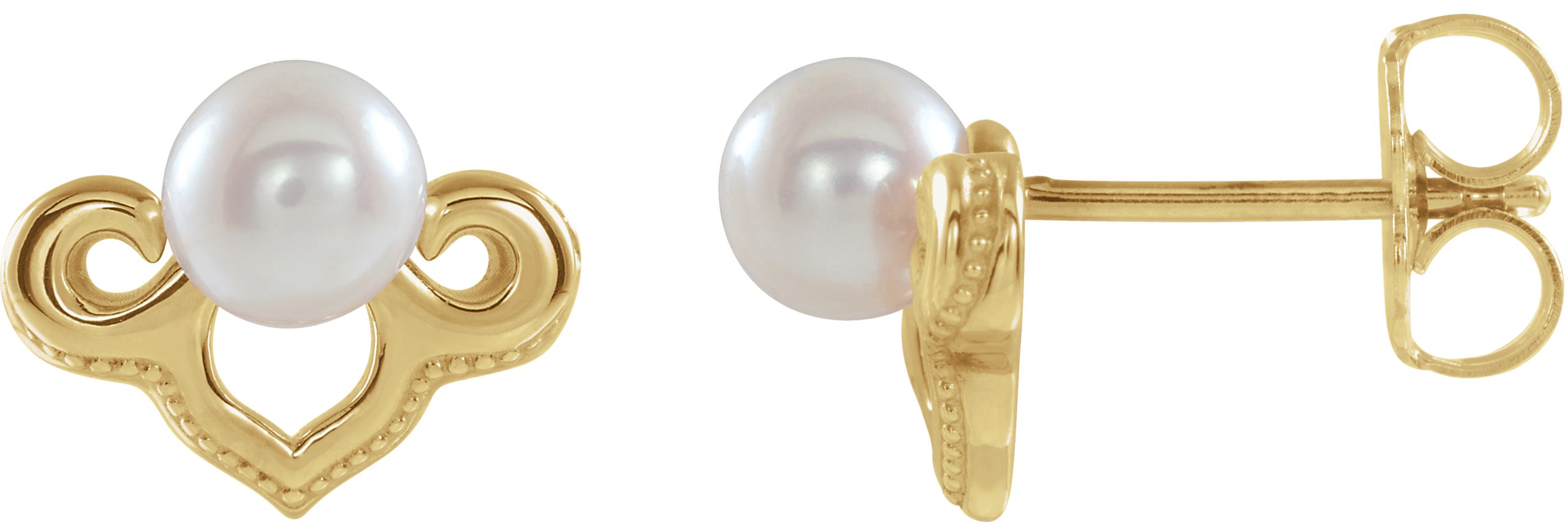 14K Yellow Freshwater Cultured Pearl Earrings