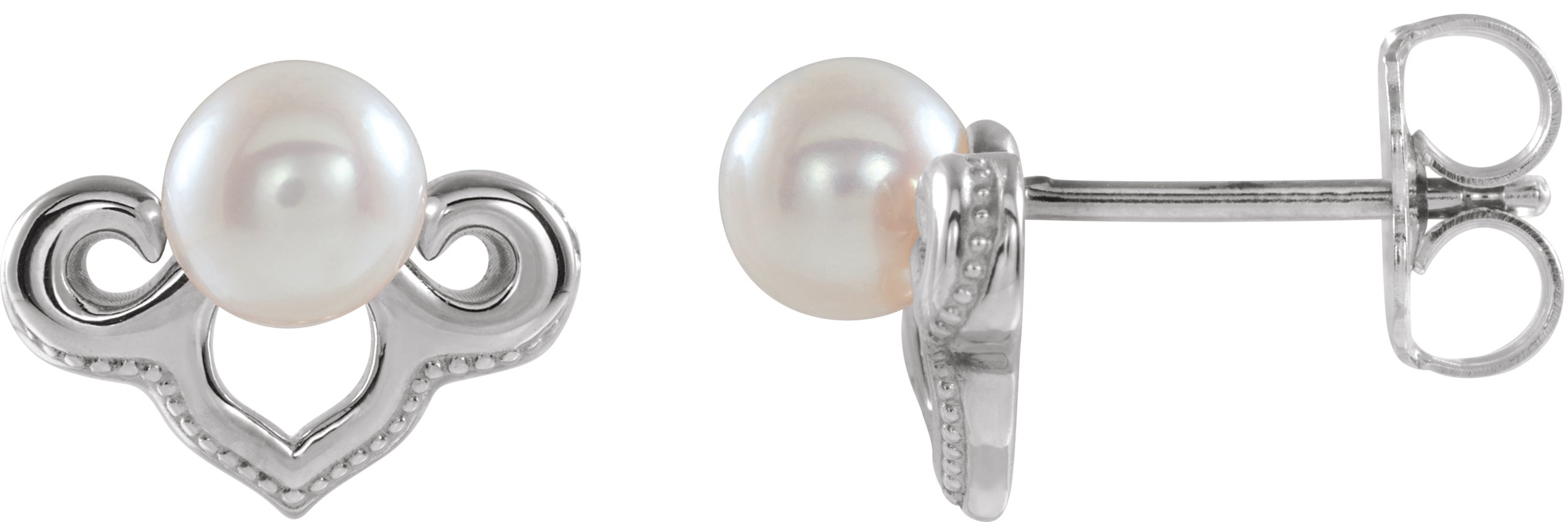 Sterling Silver Cultured White Freshwater Pearl Earrings