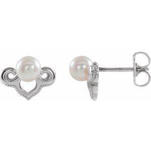 Sterling Silver Cultured White Freshwater Pearl Earrings