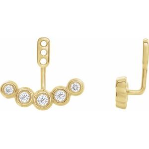 14K Yellow 1/4 CTW Diamond Curved Front-Back Earring Jackets
