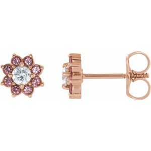 14K Rose Baby Pink Topaz & 1/8 CTW Diamond Earrings