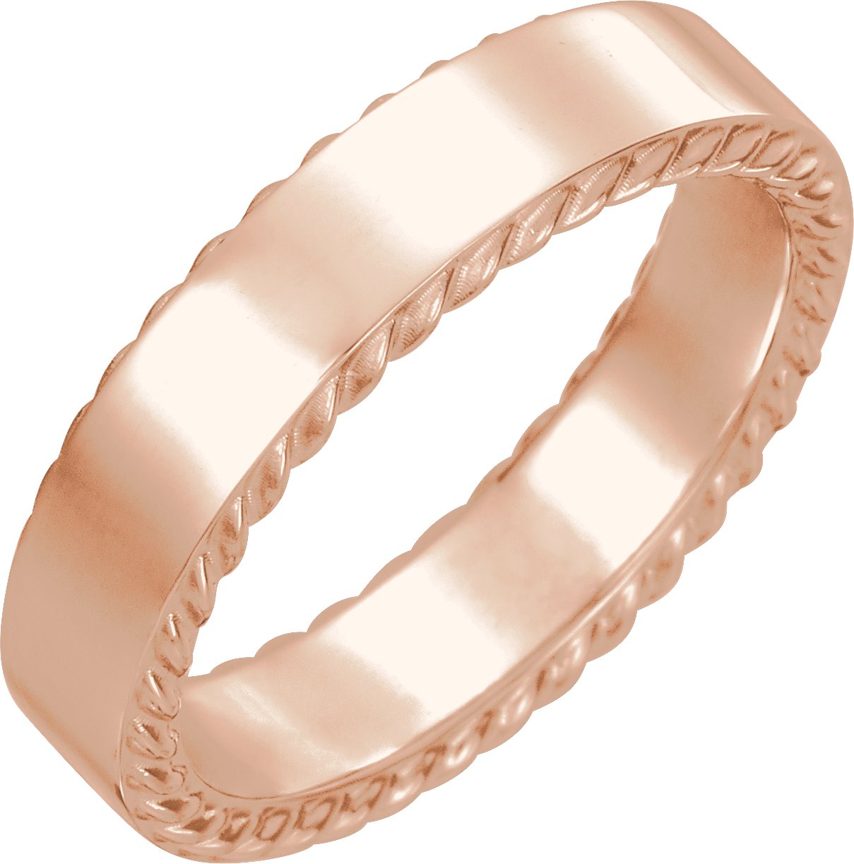 18K Rose 4 mm Rope Pattern Band Size 7.5 Ref 16538017