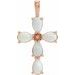 14K Rose Natural White Opal Cabochon Cross Pendant