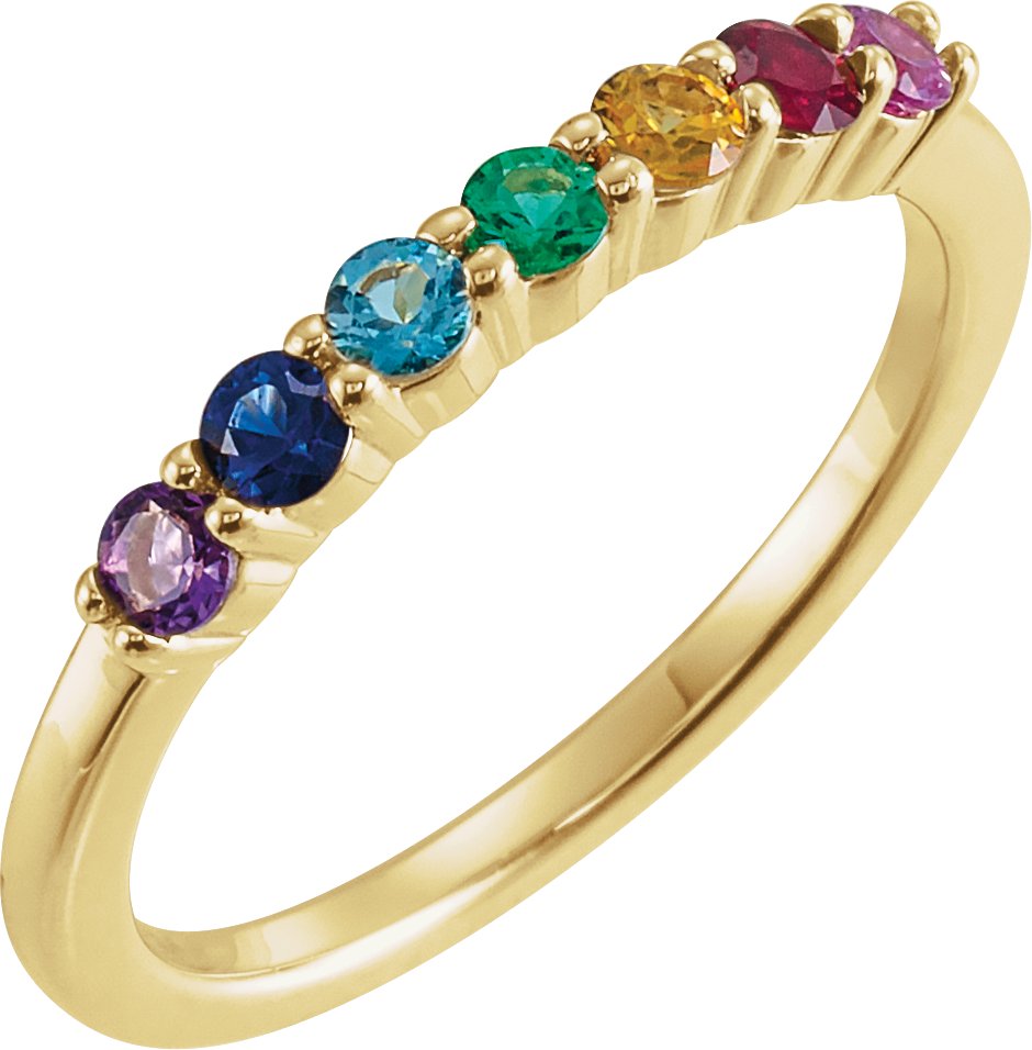 14K Yellow Natural Multi-Gemstone Anniversary Band