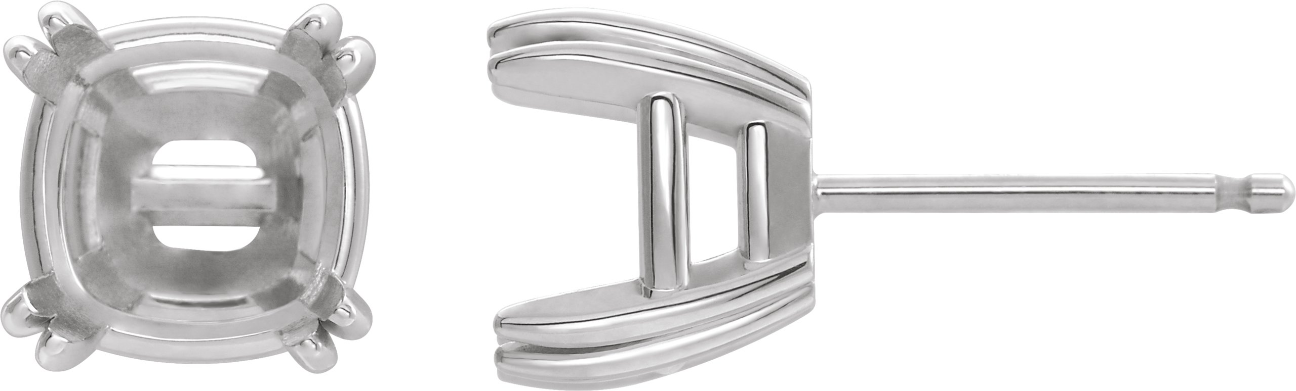 Cushion Double Claw-Prong Stud Earrings