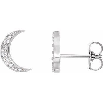 14K White .10 CTW Diamond Crescent Moon Earrings Ref. 15389408