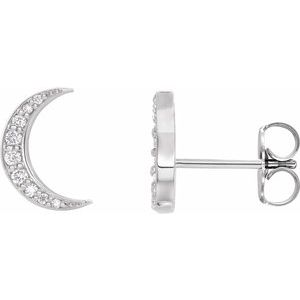 Sterling Silver 1/10 CTW Natural Diamond Crescent Moon Earrings