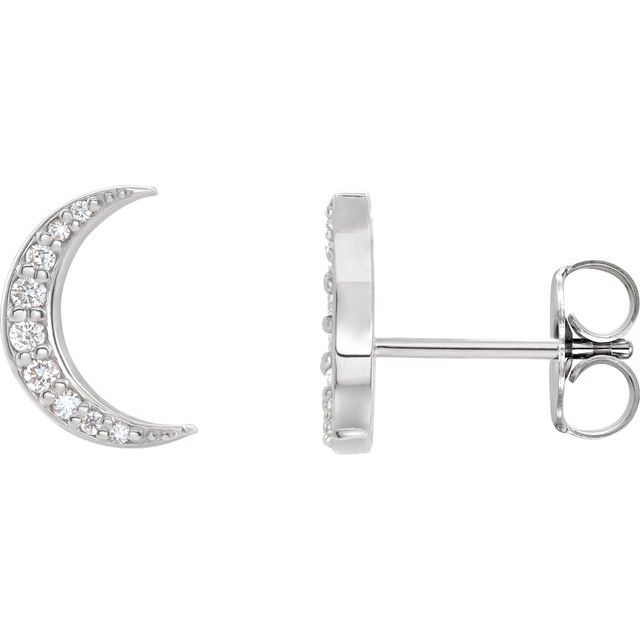 14K White 1/10 CTW Natural Diamond Crescent Moon Earrings