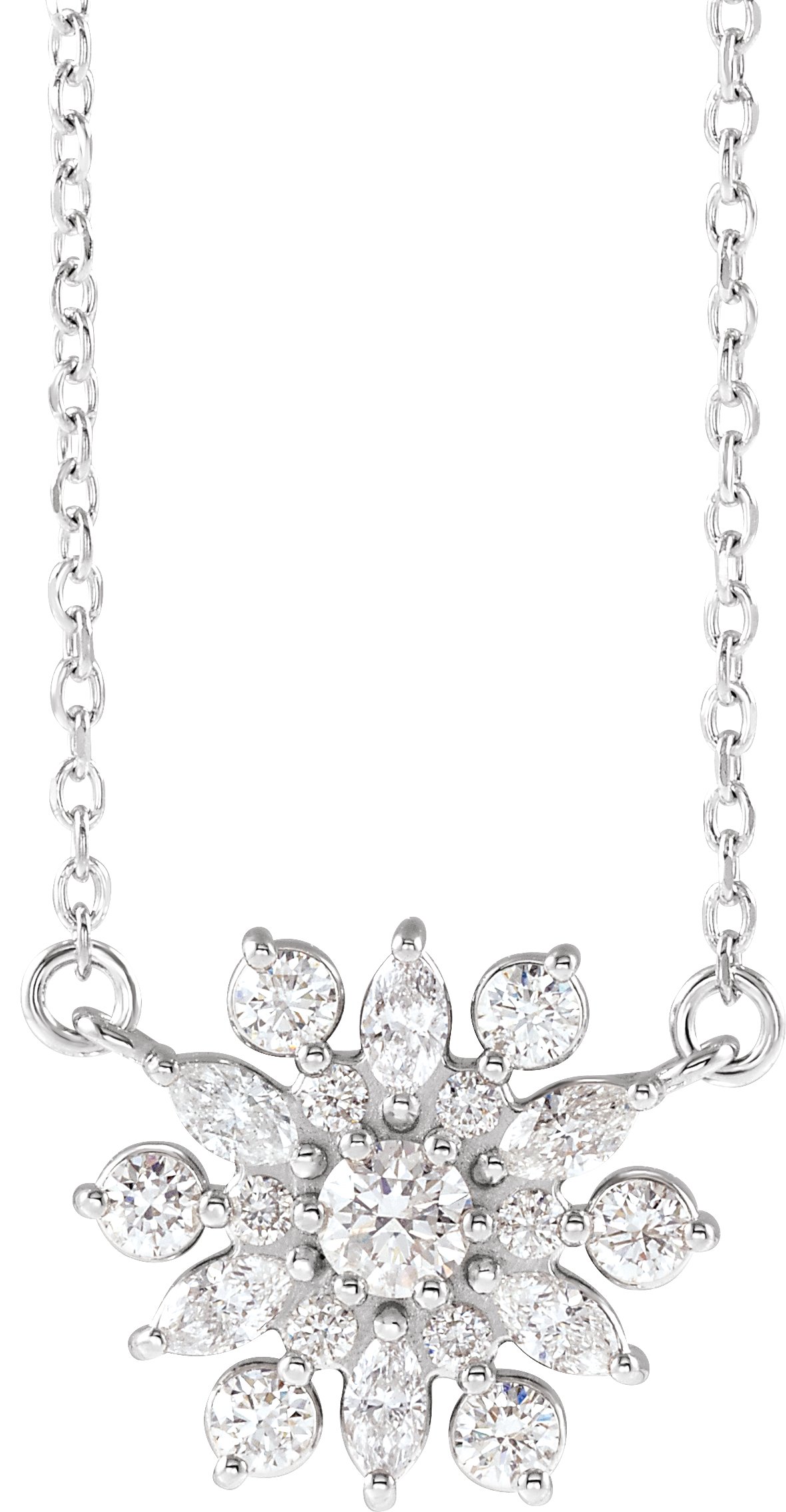 Sterling Silver .50 CTW Diamond Vintage Inspired 16 inch Necklace Ref. 15496638