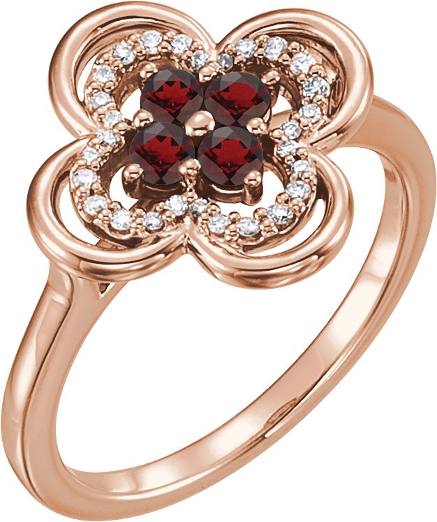 14K Rose Mozambique Garnet and .10 CTW Diamond Ring Ref 13782524