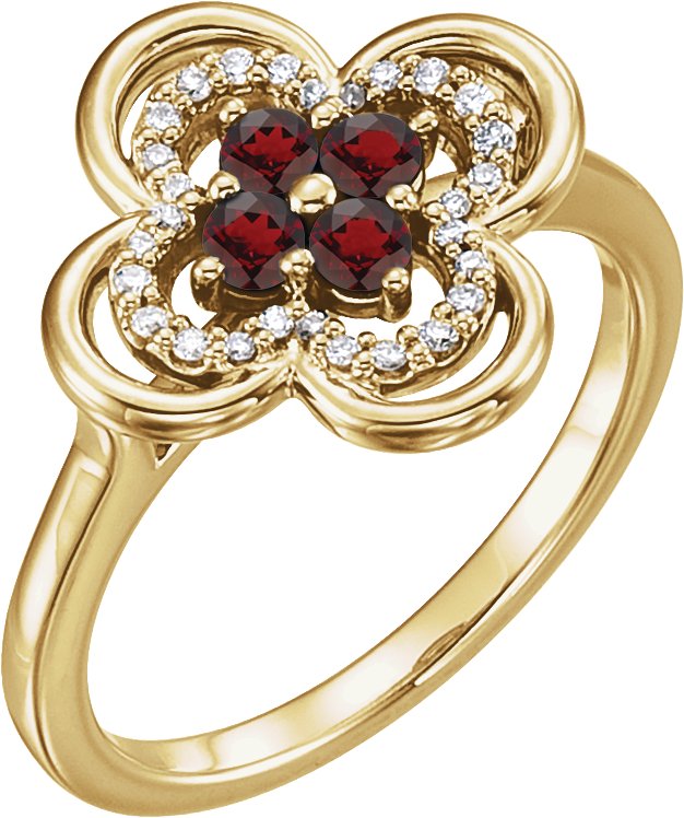 14K Yellow Mozambique Garnet and .10 CTW Diamond Ring Ref 13782523