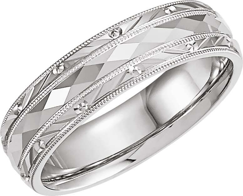 Sterling Silver 6 mm Faceted Band Size 6.5