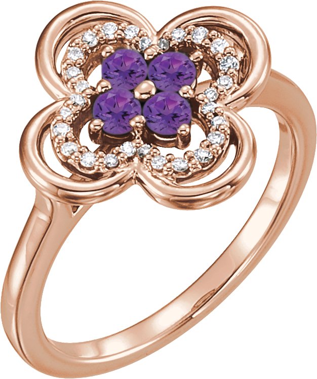 14K Rose Amethyst and .10 CTW Diamond Ring Ref 13782528