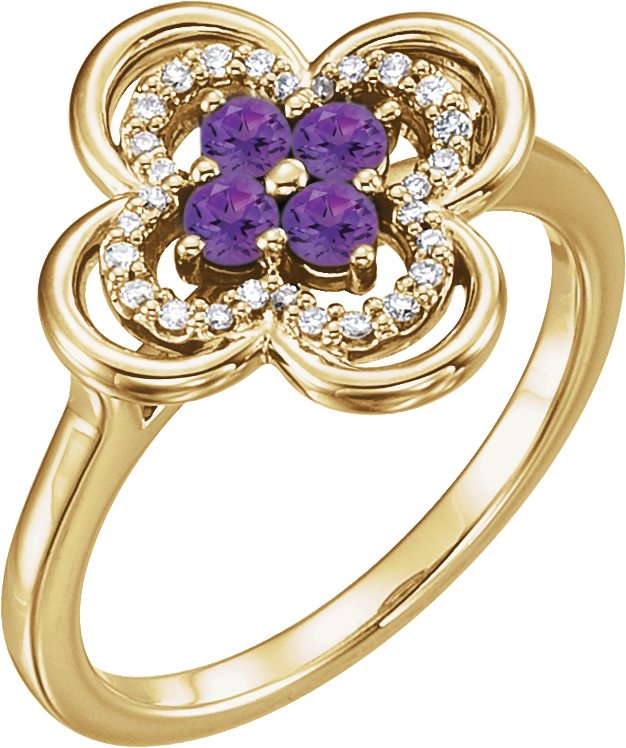 14K Yellow Amethyst and .10 CTW Diamond Ring Ref 13782527