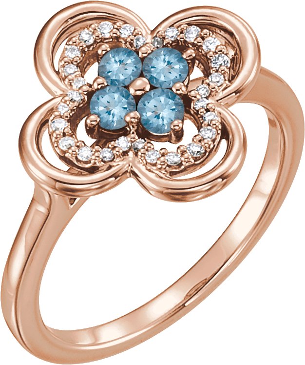 14K Rose Aquamarine and .10 CTW Diamond Ring Ref 13782532