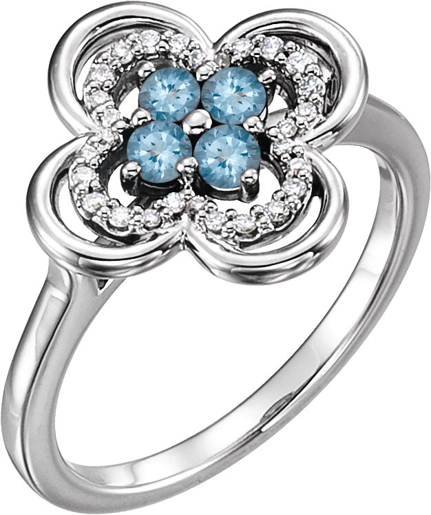 Platinum Aquamarine and .10 CTW Diamond Ring Ref 13782533