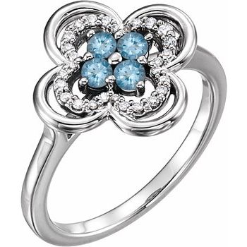 Platinum Aquamarine and .10 CTW Diamond Ring Ref 13782533