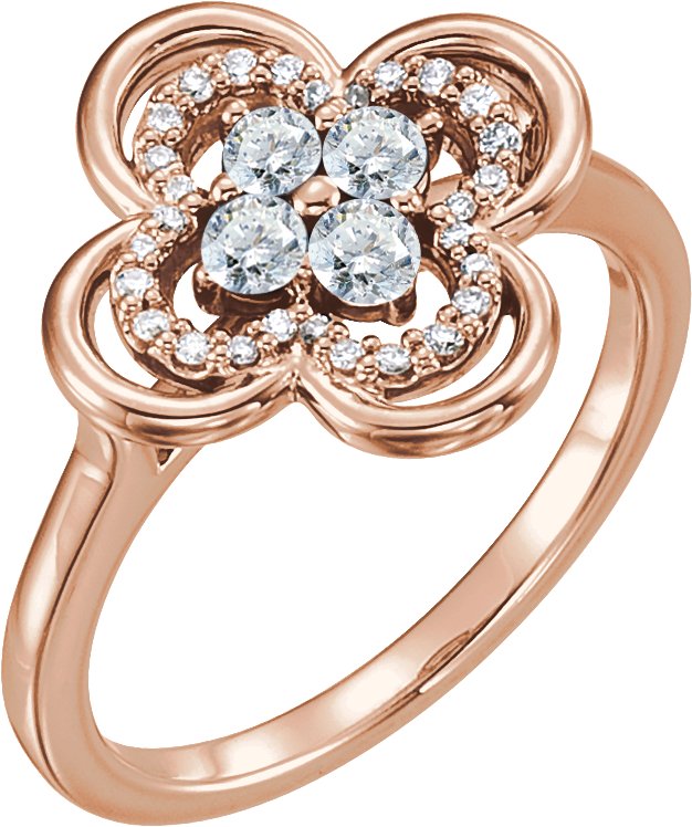 14K Rose .33 CTW Diamond Clover Ring Ref 13782536