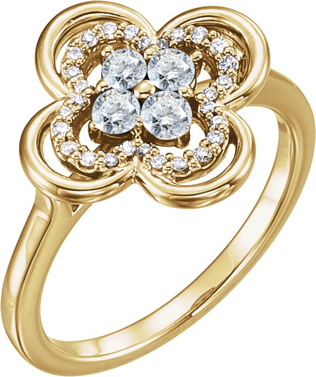 14K Yellow .33 CTW Diamond Clover Ring Ref 13782535