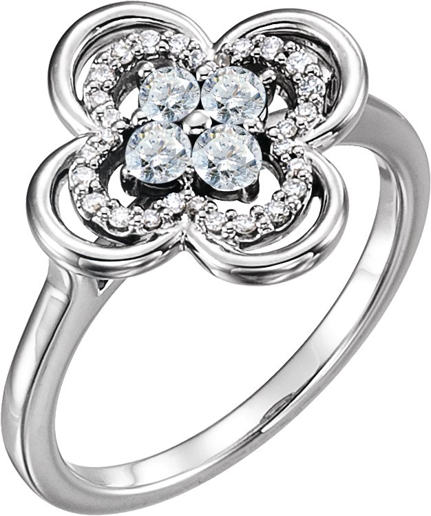 14K White .33 CTW Diamond Clover Ring Ref 13782534