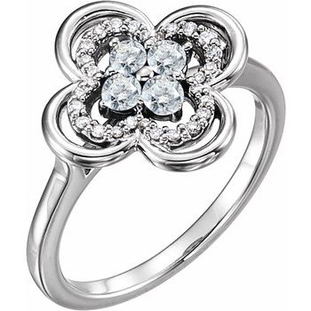 14K White .33 CTW Diamond Clover Ring Ref 13782534