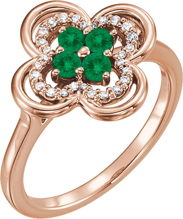 14K Rose Emerald and .10 CTW Diamond Ring Ref 13782540