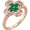 14K Rose Chatham Created Emerald and .10 CTW Diamond Ring Ref 13782544