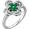 14K White Chatham Created Emerald and .10 CTW Diamond Ring Ref 13782542