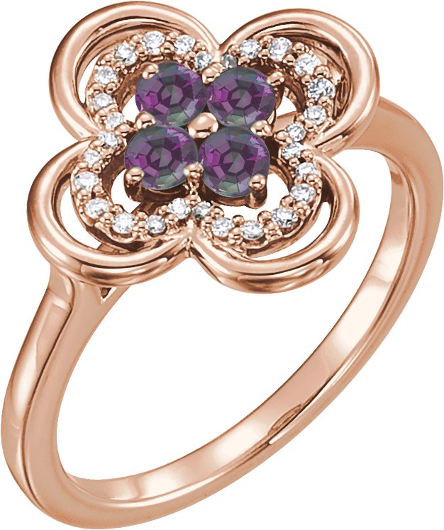 14K Rose Alexandrite and .10 CTW Diamond Ring Ref 13782548