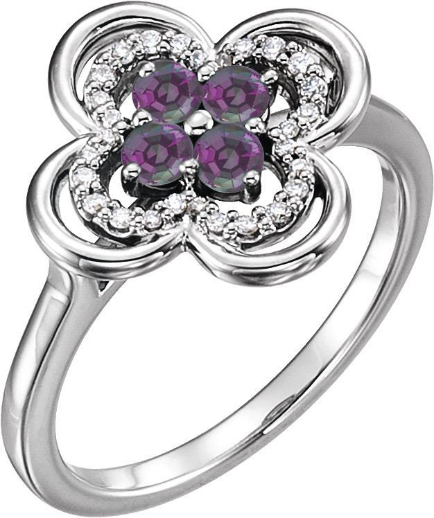 Platinum Alexandrite and .10 CTW Diamond Ring Ref 13782549