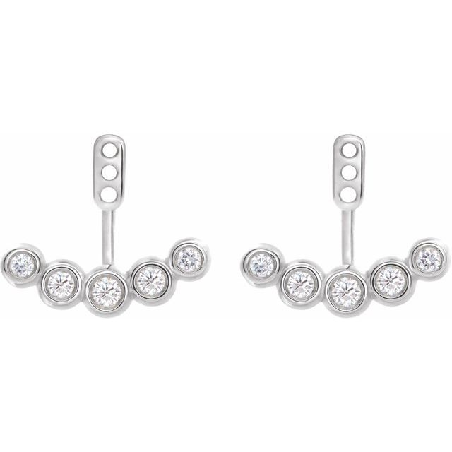 14K White 1/4 CTW Diamond Curved Front-Back Earring Jackets