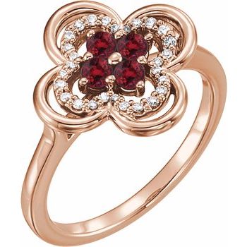 14K Rose Chatham Created Ruby and .10 CTW Diamond Ring Ref 13782560