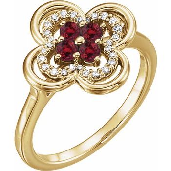 14K Yellow Chatham Created Ruby and .10 CTW Diamond Ring Ref 13782559