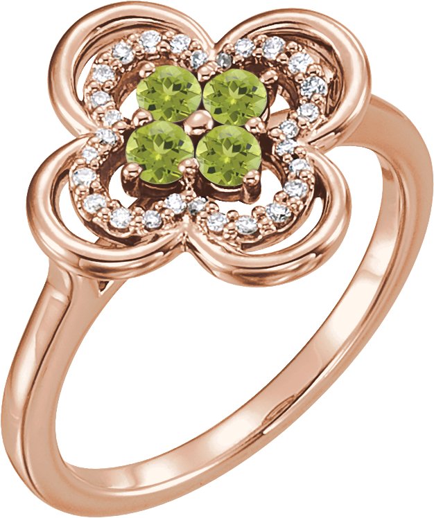 14K Rose Peridot and .10 CTW Diamond Ring Ref 13782564