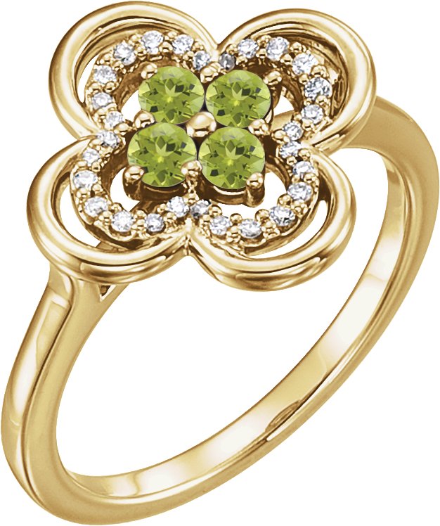 14K Yellow Peridot and .10 CTW Diamond Ring Ref 13782563