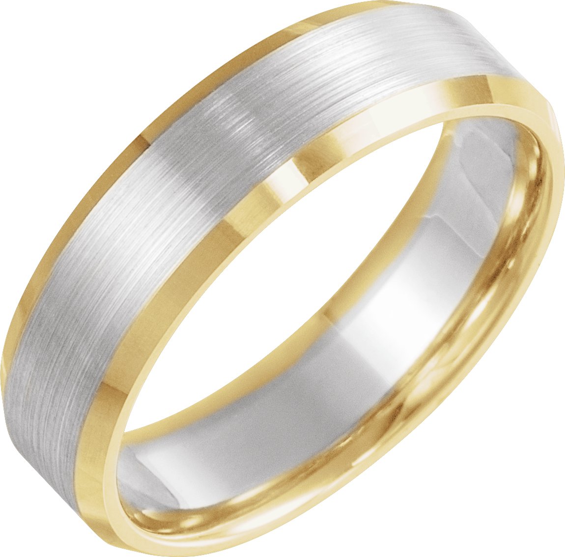 14K Yellow/White/Yellow 6 mm Beveled-Edge Band with Satin Finish Size 11