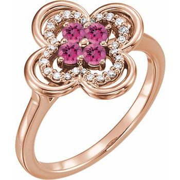 14K Rose Pink Tourmaline and .10 CTW Diamond Ring Ref 13782576