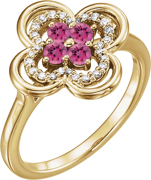 14K Yellow Pink Tourmaline and .10 CTW Diamond Ring Ref 13782575