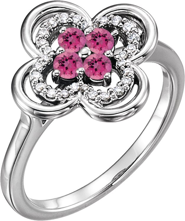 14K White Pink Tourmaline and .10 CTW Diamond Ring Ref 13782574
