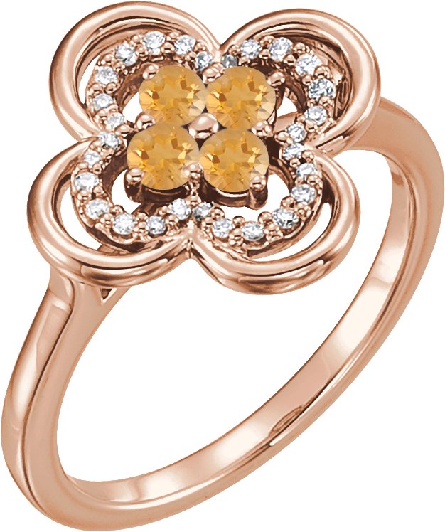 14K Rose Citrine and .10 CTW Diamond Ring Ref 13782580