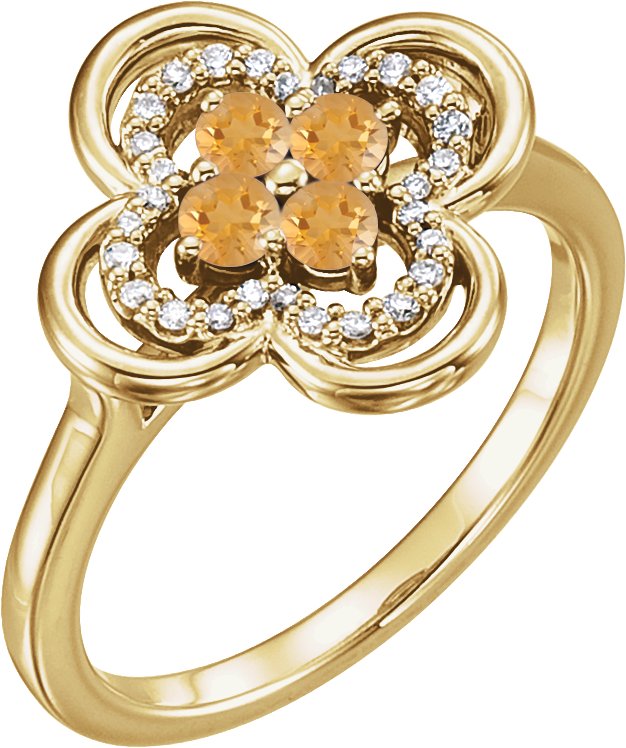 14K Yellow Citrine and .10 CTW Diamond Ring Ref 13782579