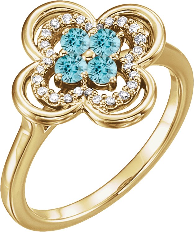 14K Yellow Blue Zircon and .10 CTW Diamond Ring Ref 13782583