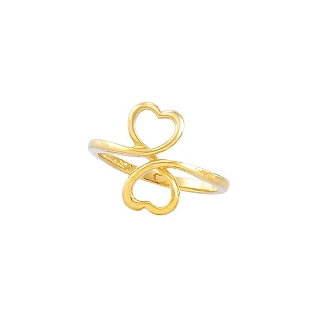 10K Yellow 14 mm Double Heart Ring