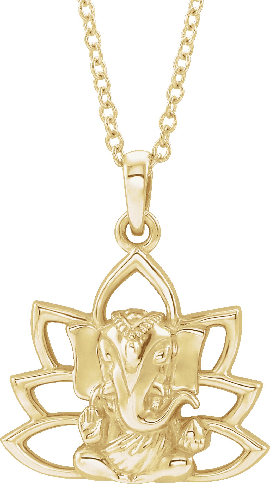 14K Yellow Ganesha 16-18" Necklace