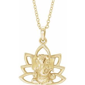 14K Yellow Ganesha 16-18" Necklace