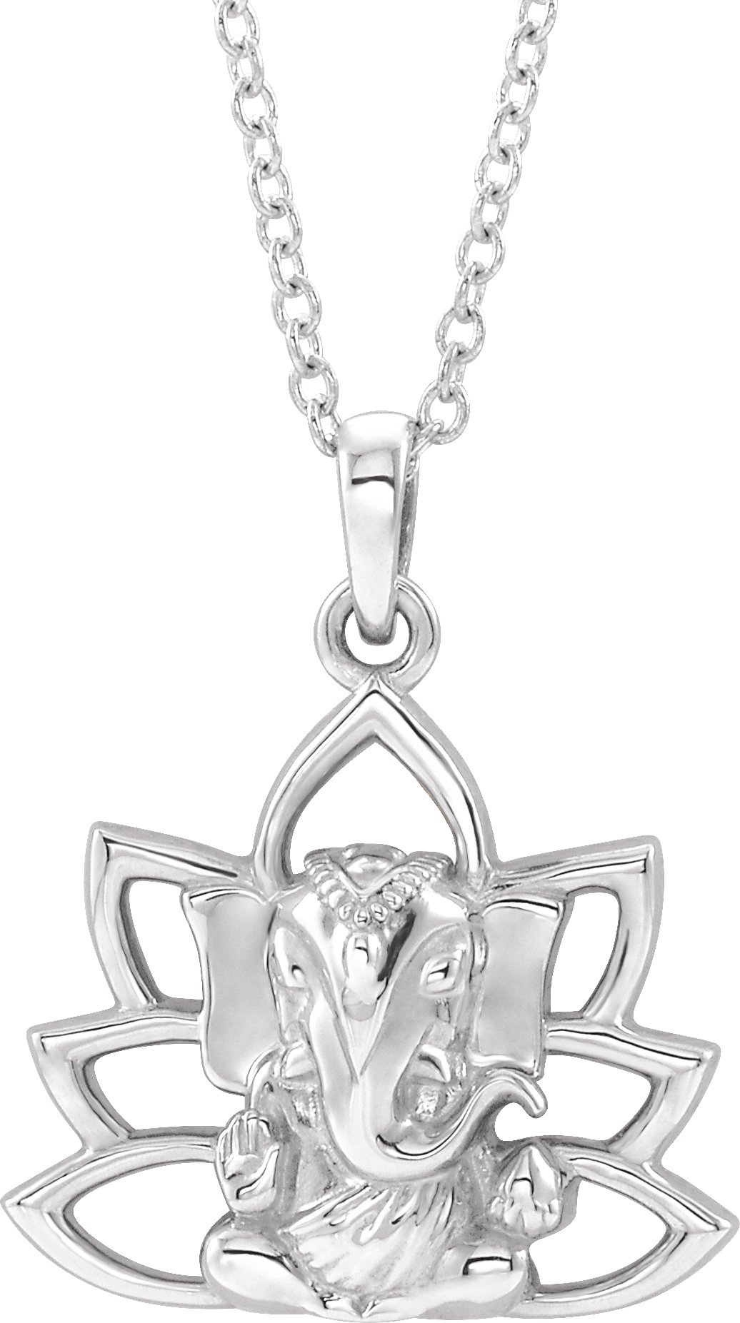 14K White Ganesha 16 18 inch Necklace Ref. 15496610