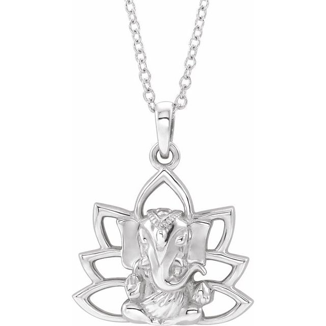 Sterling Silver Ganesha 16-18 Necklace